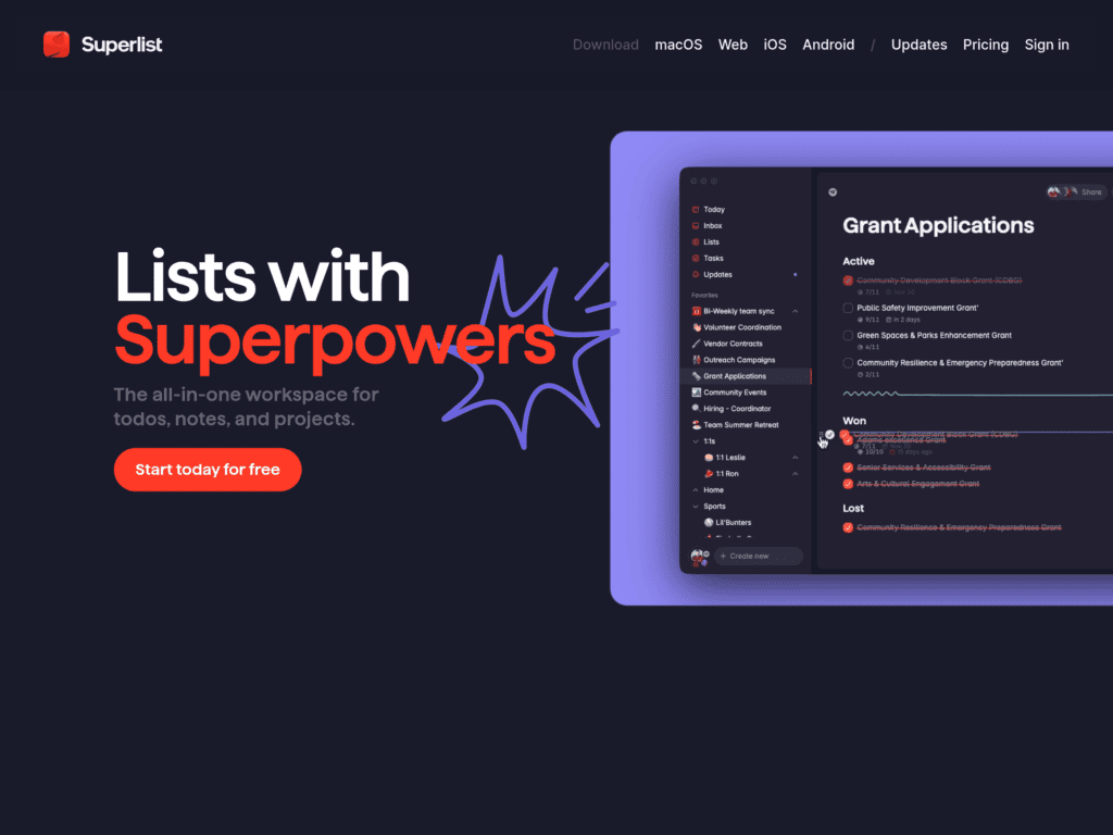 Superlist Header Superlist - Apps for ADHD